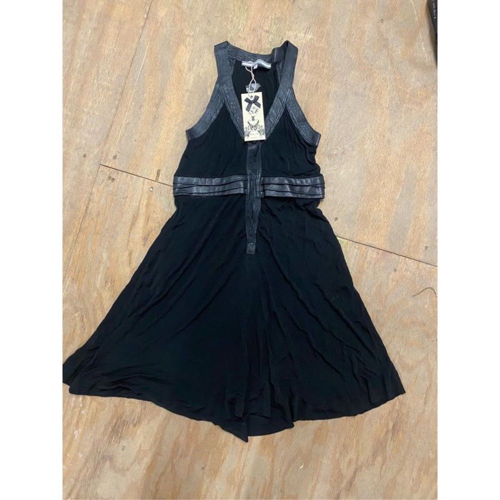 Silvian Heach NWT Leather Lined Black A-Line Dress Size Small